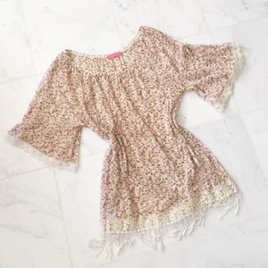 NWOT "Wildflower" semisheer floral lace tunic